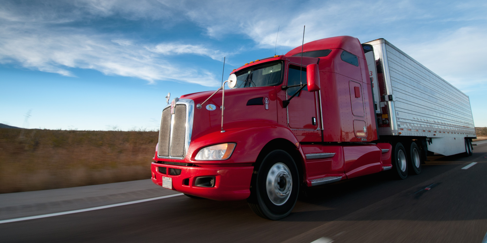 a Semi driving down the road