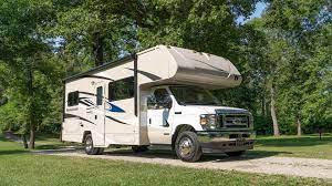 a motor home at a campground